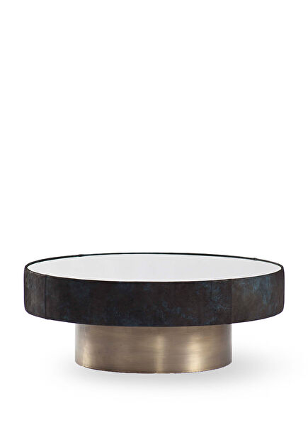 Mushroom Short Mavi Deri Orta Sehpa