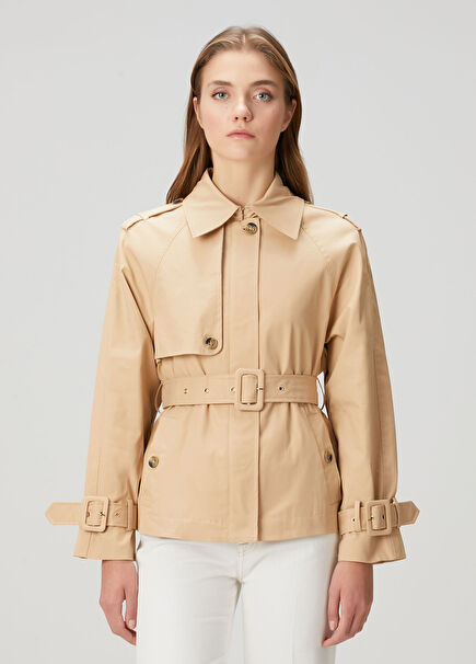 Raphaelle Bej Crop Pardösü