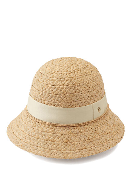 Rebecca Beige White Women's Raffia Hat