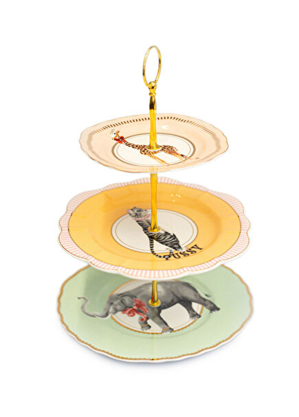 Animals 3 Katlı Porselen Stand