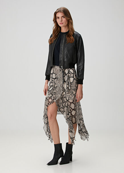Cassie Ecru Snake Printed Skirt