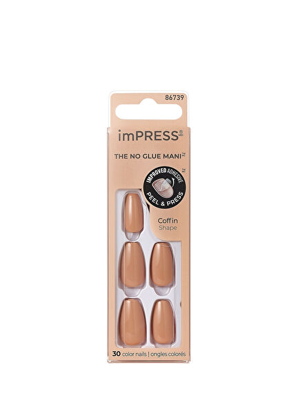 Color Nude Latte Self-Adhesive Long Fake Nail