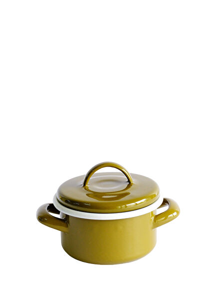 Khaki Enamel Mini Pot 12 cm
