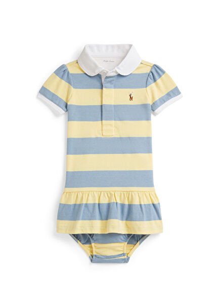 Yellow Blue Striped Baby Girl Dress