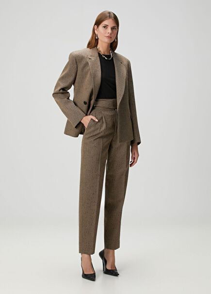 Raul Brown Striped Wool Trousers