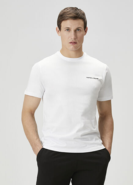 Beyaz Logo Baskılı T-shirt