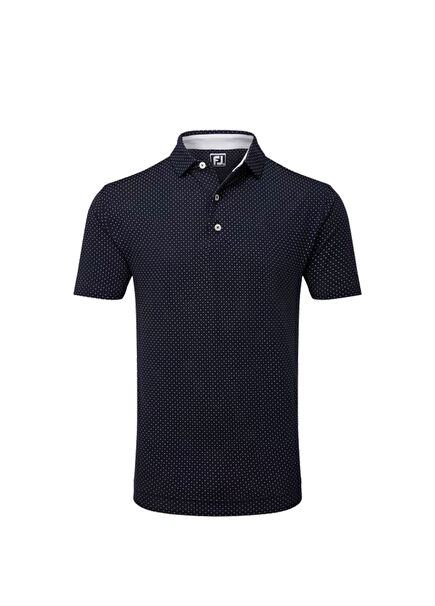 FootJoy Stretch Lisle Nokta Baskı Polo Yaka Lacivert Golf T-Shirt 81675