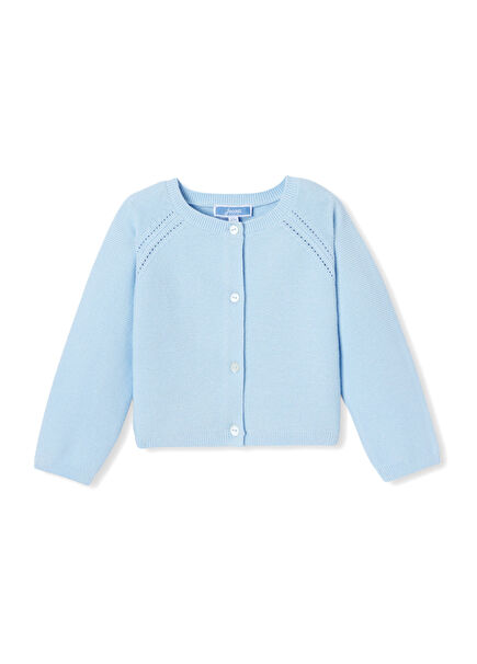 Blue Cotton Knitted Baby Girl Knitwear Cardigan