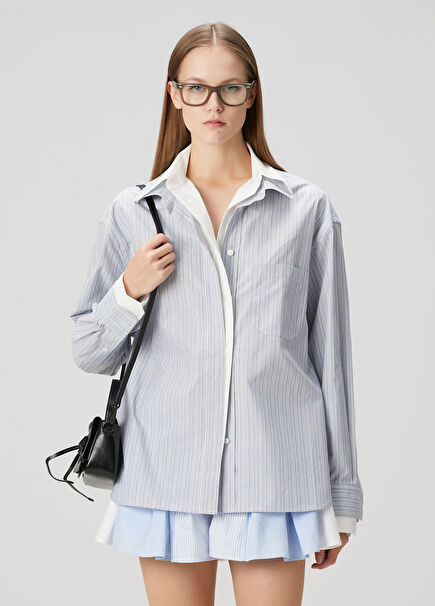 Mavi Beyaz Çizgili Gömlek