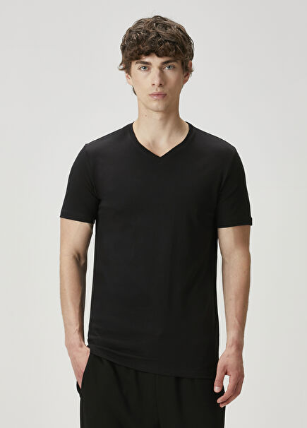 2li Siyah V Yaka T-shirt Seti