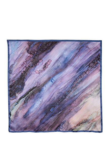 Purple Lucky Stone Desenli İpek Saten Kadın Eşarp