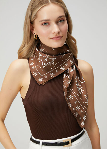 Brown Paisley Silk Scarf