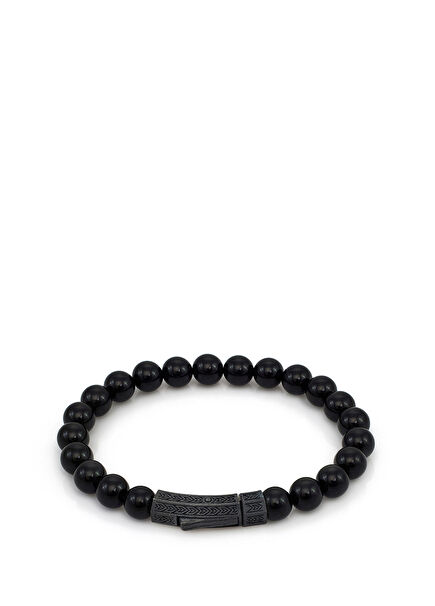 Oxide Single Ply Onyx Men's Silver Bracelet