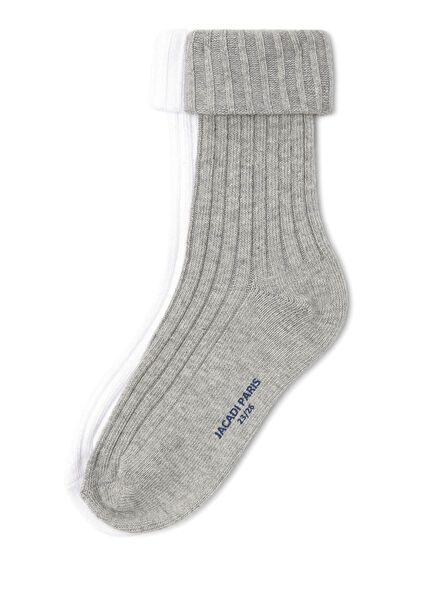 Doubled White/Grey 2-pack Boys' Socks