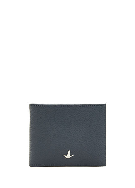 Navy Blue Pocketed Men's Flotter Leather Card Hold