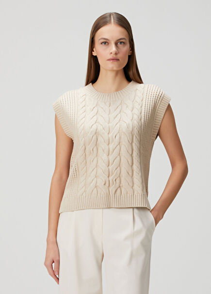 Cream Cable Knit Sweater
