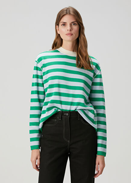 Green Striped Long Sleeve T-Shirt