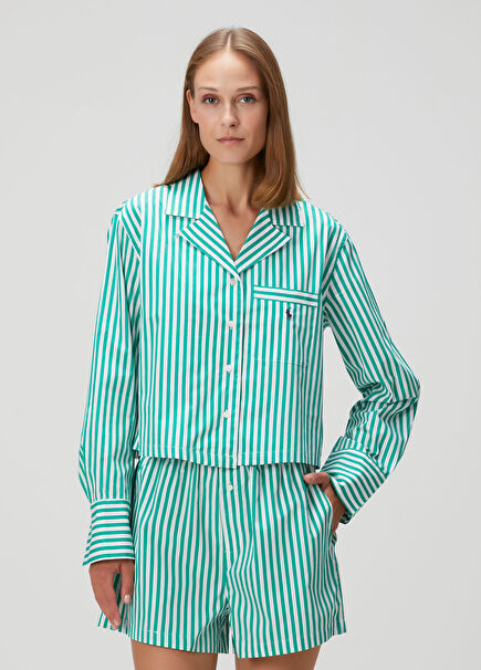 Green Striped Pajama Set