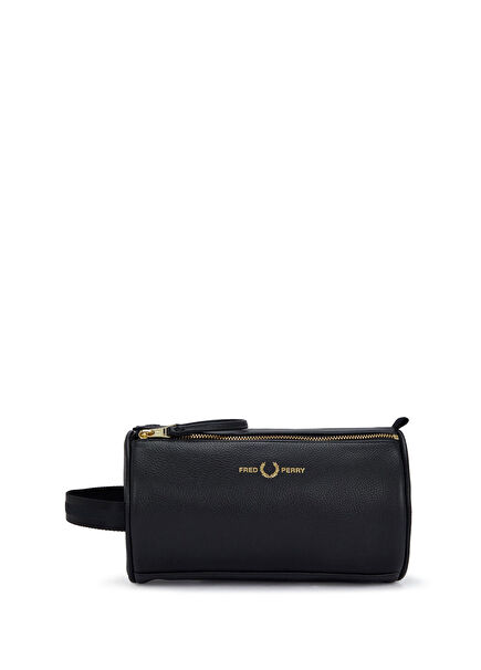 Tumbled Black Leather Shaving Bag
