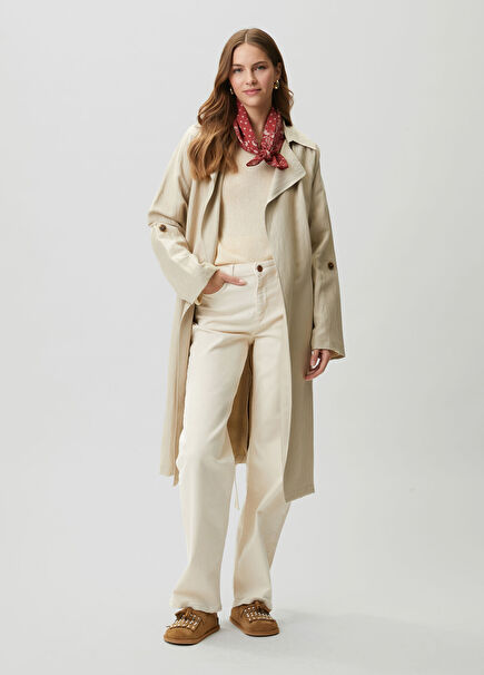 Taş Astarsız Keten Pardösü