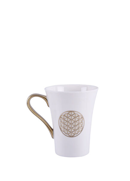 Yaşam Çiçeği Beyaz Porselen Kupa