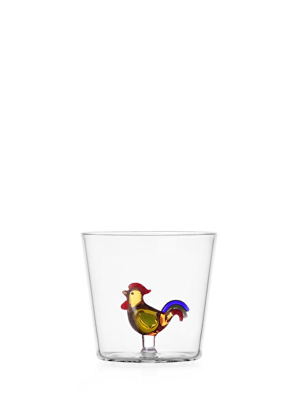 Rooster Figure Glass Water Glass