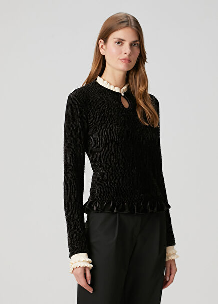 Eugenie Black Gathered Blouse