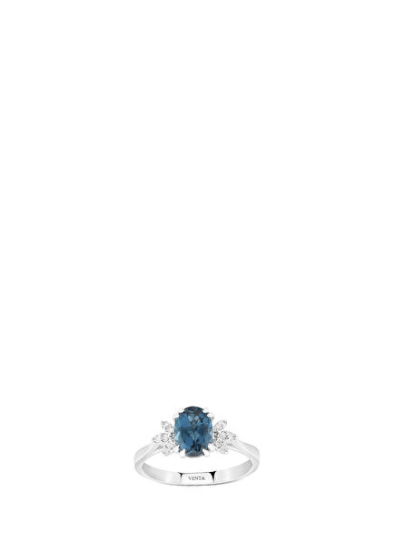 Blue Topaz 14 Karat Women's Diamond Ring