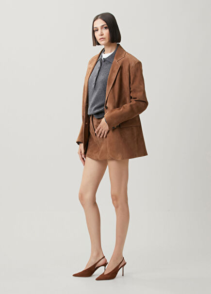 Brown Mini Suede Skirt