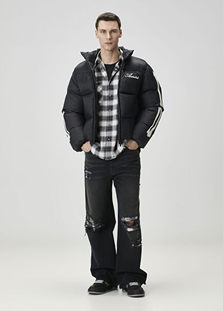 Flannel Repair Black Baggy Jeans