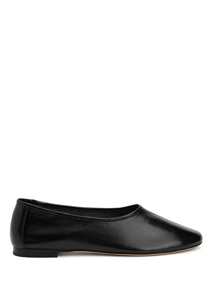 Prudence Black Leather Ballet Flats