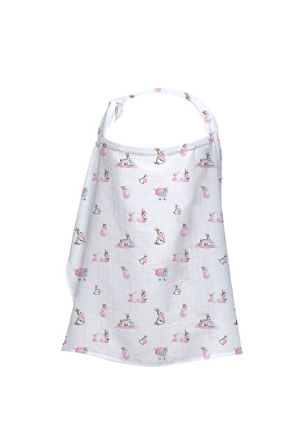 %100 Pamuk Bébé Lapin Rose Müslin Bebek Emzirme Önlüğü