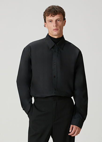 x Edis Siyah Oversized Poplin Gömlek