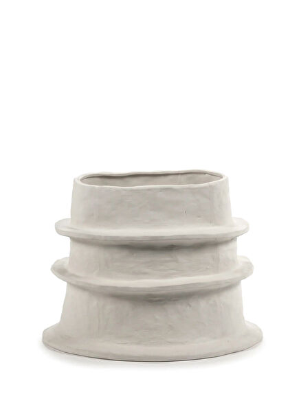Flower Pot 06 M Beige Molly Kırık Beyaz Seramik Dekoratif Obje