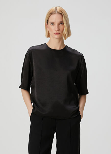 Black Satin Blouse