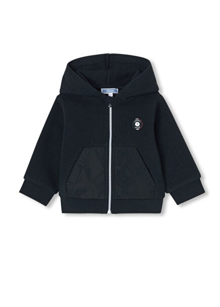 Navy Blue Fleece Hooded Baby Boy Sweatshirt