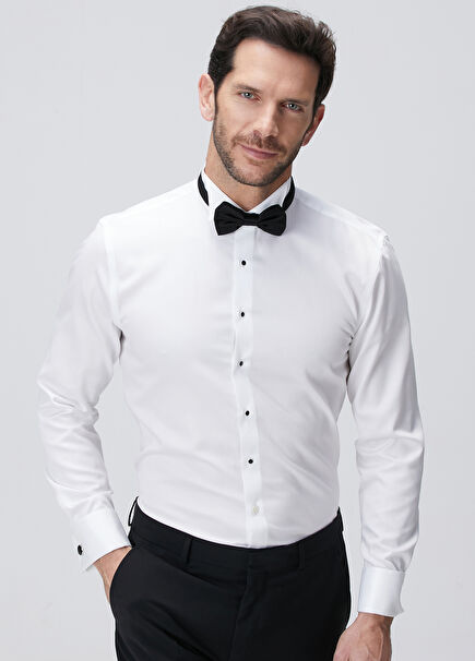 White Non-İron Tuxedo Shirt