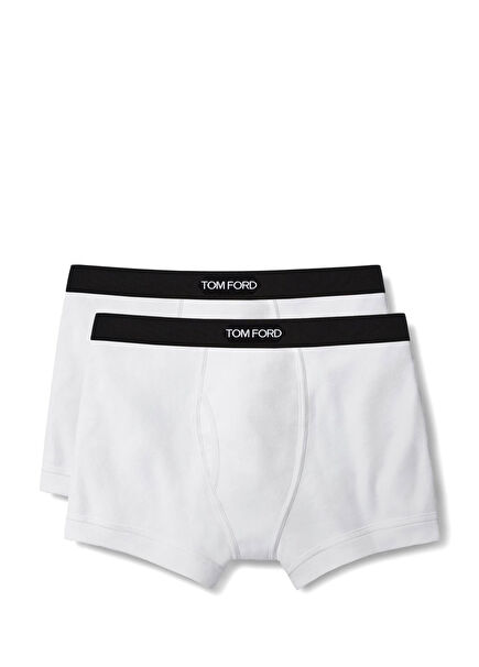 Beyaz 2li Logo Bantlı Boxer Set