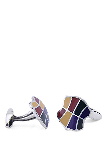 Octal Shield Silver Cufflinks