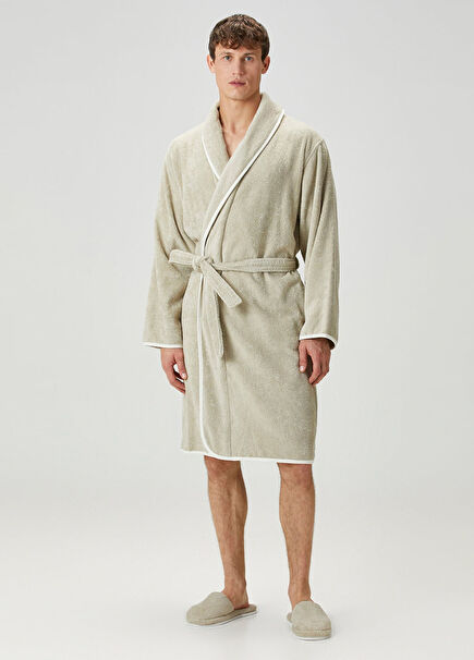 Allesi Mint Pamuklu Erkek Bornoz