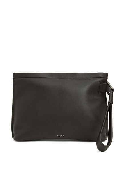 Dark Brown Men's Leather Hand Clutch