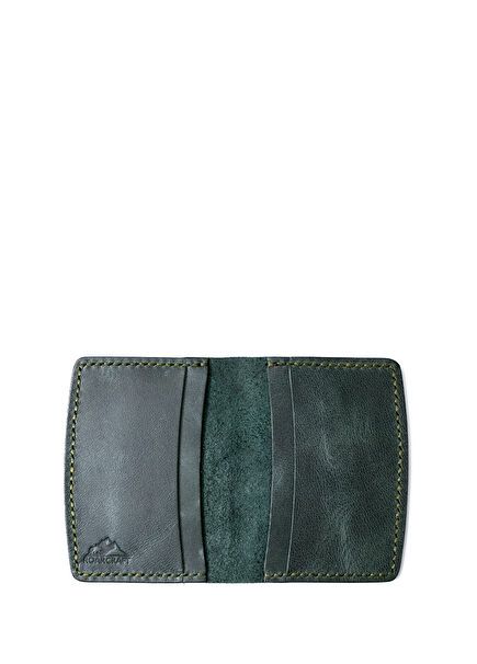 Emerald Green Foldable Leather Card Holder with Etenna Logo Detail