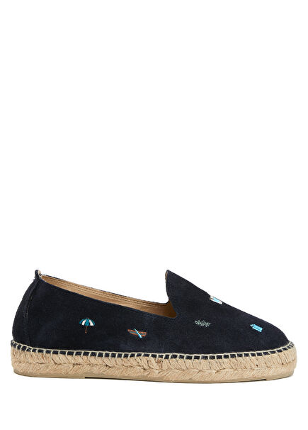 Navy Blue Men's Leather Espadrille