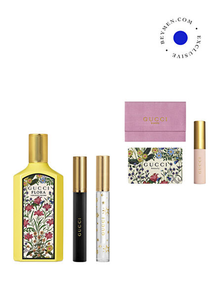 Flora Gorgeous Orchid 100 ML + Mascara Le Magnetisme 01 Ever Black + Gloss a Perch 117 Joslyn Clair + Gucci Mirror + Mini Mascara Makeup Set