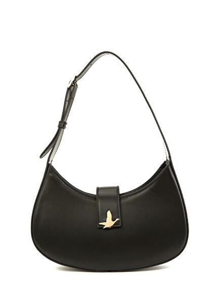 Halfmoon Black Women's Leather Shoulder Bag