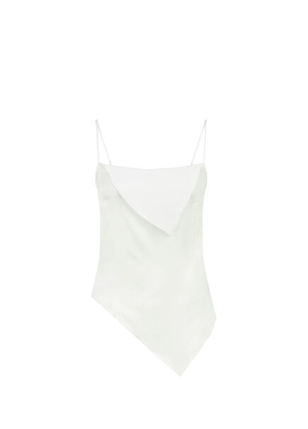 Vivian Asymmetrical Cut Women's Blouse with White Straits