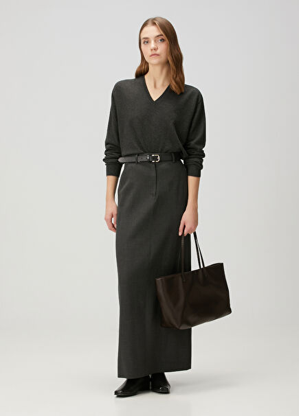 Roux Anthracite Maxi Wool Skirt