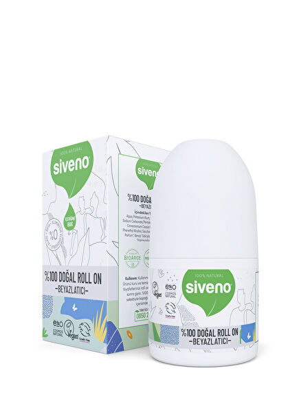 Natural Whitening Deodorant Herbal Vegan Roll On 50 ml