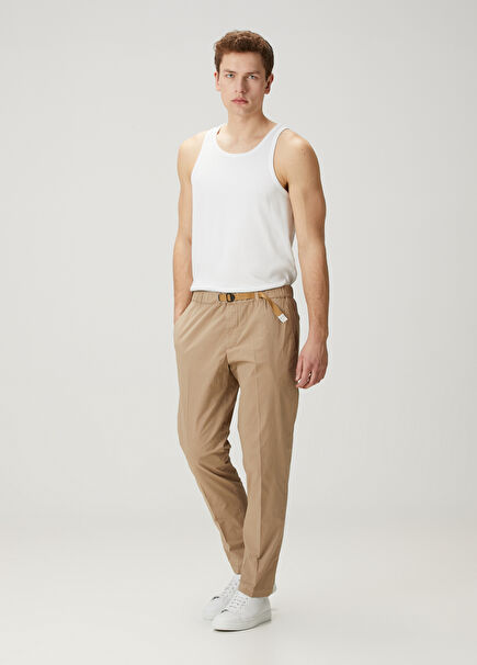 Beige Waist Belts Trousers