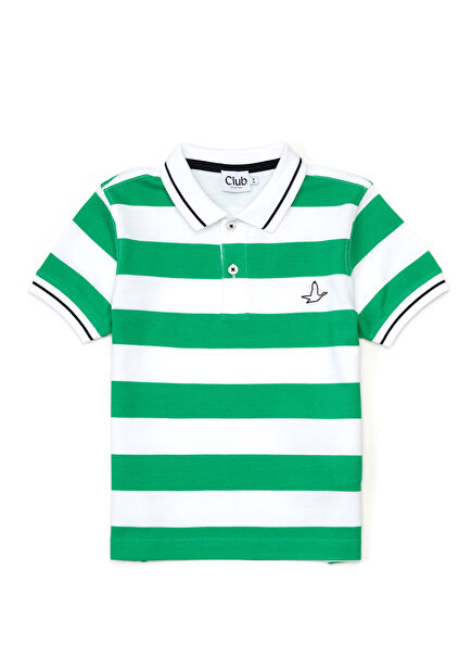 Beyaz Yeşil Polo Yaka Çocuk T-shirt